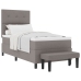 Cama con Somier con Colchón y Banco Taupe 100x200 cm Tela