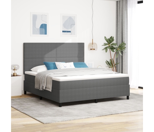 Cama Box Spring  con Colchón Gris Claro Súper King Tela de Pana