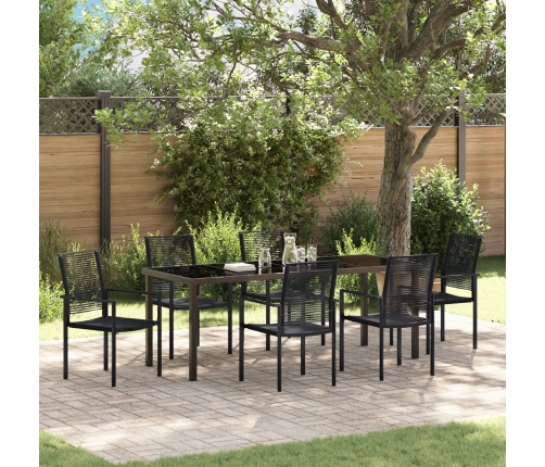 Juego de Comedor de Jardín de 7 Piezas  Negro Ratán de PVC