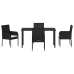 Set de Comedor de Jardín de 5 Piezas  con Cojines Poliratán Negro