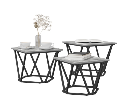 Mesas Laterales  3 pcs Gris Sonoma Madera Elaborada