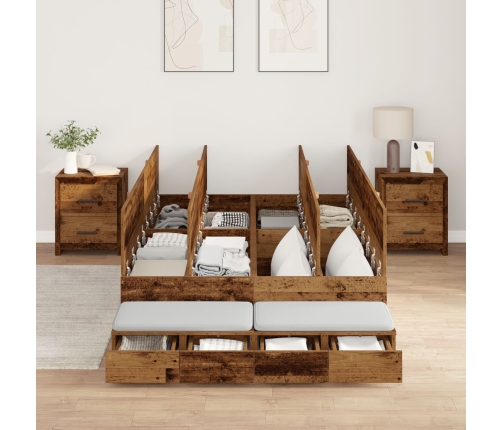 Cama con almacenamiento  Madera antigua Madera maciza 120 x 190 cm