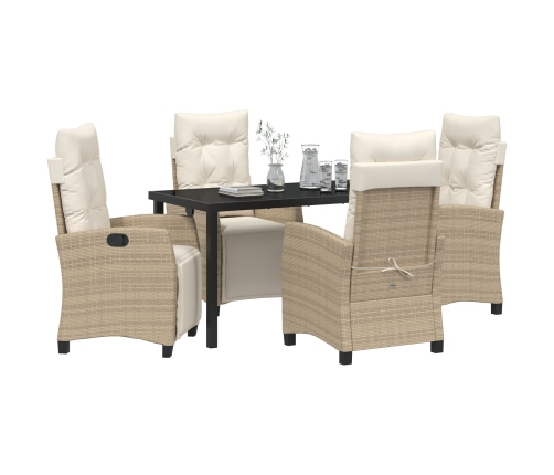 Juego de comedor de jardín  de 5 piezas Beige Ratán Polietileno