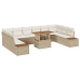 Conjunto de Comedor de Jardín de 11 Piezas con Cojines Beige Poliratán Acacia