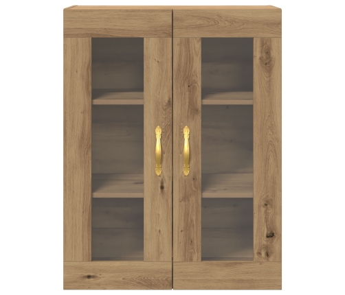 Armario de pared de  con puertas de vidrio roble artesanal 69,5x34x90 cm