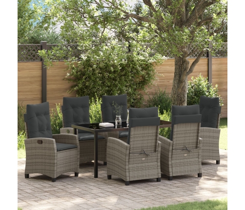 Conjunto de Comedor de Jardín de 7 Piezas  con Cojines Gris Poliratán