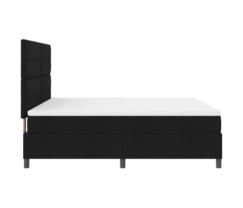 Cama con Resorte Negra con Colchón Super King de Tela