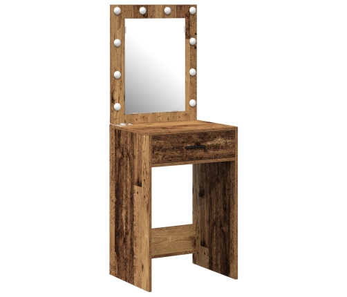 Mesa de tocador  con luces LED Madera antigua 50x41x135 cm