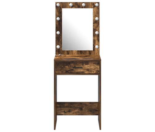Mesa de Tocador  con Luces LED Roble Ahumado 50x41x135 cm