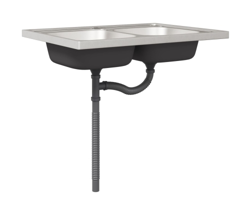 Gabinete de cocina  ""Lucca"" con doble lavabo en madera de roble artesanal