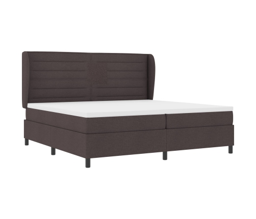 Cama con somier y colchón  Marrón Oscuro 200x200 cm Tela