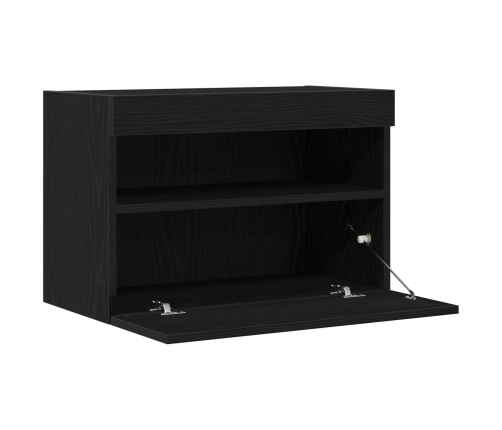 Gabinetes de pared para TV  con luces LED 2 pcs Roble Negro 60x30x40 cm