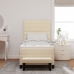 Cama de Somier  con Colchón y Banco Crema 100x200 cm Tela
