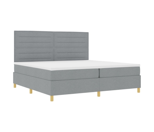 Cama Base Tapizada con Colchón Gris Claro 200x200 cm Tela