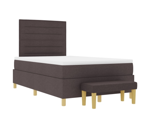 Cama Box Spring con Colchón y Banco Marrón Oscuro 120x200 cm Tela