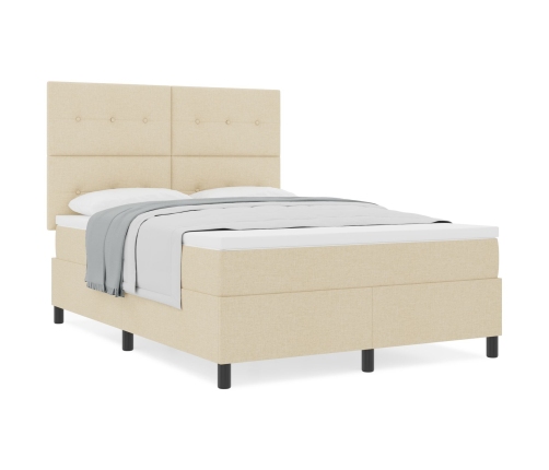 Cama con Somier y Colchón Crema 140x200 cm Tela