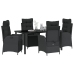 Set de Comedor de Jardín de 5 Piezas Poliratán Negro