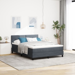 Cama con Somier  y Colchón Gris Oscuro 160x200 cm Terciopelo