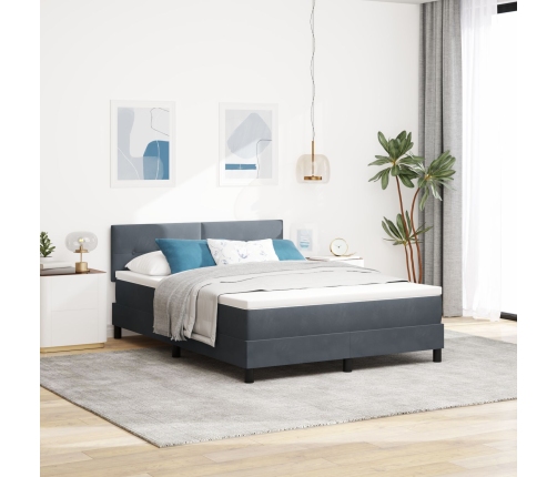 Cama con Somier  y Colchón Gris Oscuro 160x200 cm Terciopelo
