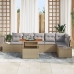 Conjunto de comedor de jardín  de 7 piezas con cojines Beige Ratán Poliéster Acacia