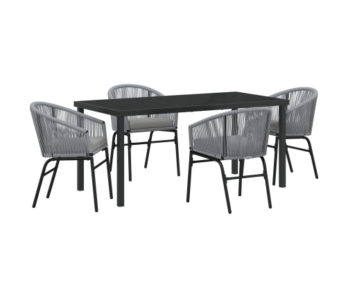 Set de comedor de jardín  de 5 piezas en gris ratán