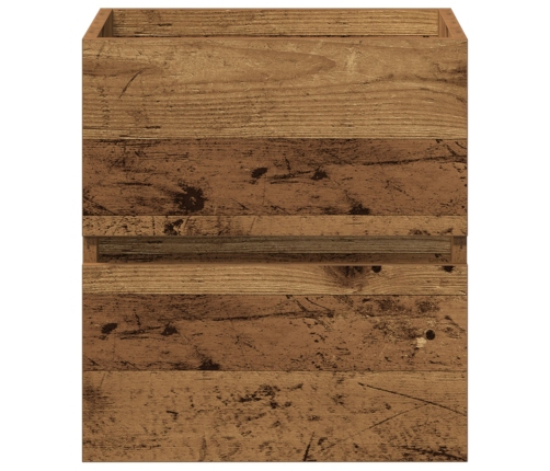 Gabinete de lavabo  con lavabo integrado Madera negra madera compuesta, Gabinete de lavabo  Madera vieja 41x38,5x45 cm Madera compuesta