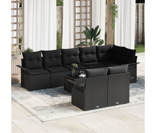 Set de Sofás de Jardín  de 9 Piezas con Cojines Beige Rattan Multifuncional