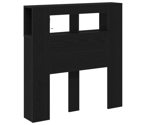 Cabecera de Almacenamiento  con Luces LED Roble Negro 100x18,5x103,5 cm