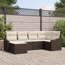 Conjunto de Comedor de Jardín  6 Piezas Marrón Ratán sintético