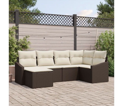 Conjunto de Comedor de Jardín  6 Piezas Marrón Ratán sintético