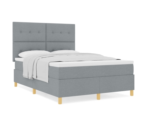 Cama Box Spring con Colchón Gris Claro 140x190 cm Tela