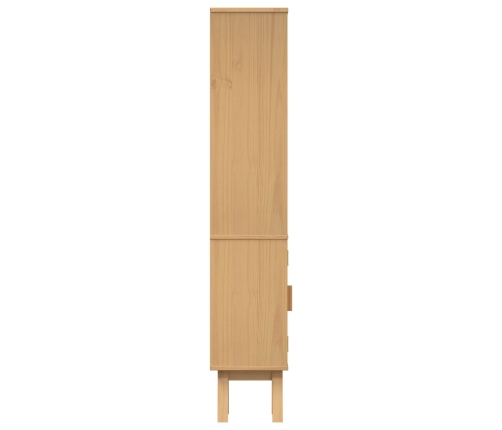 gabinete de baño  marrón 35x30x159 cm de madera maciza de pino