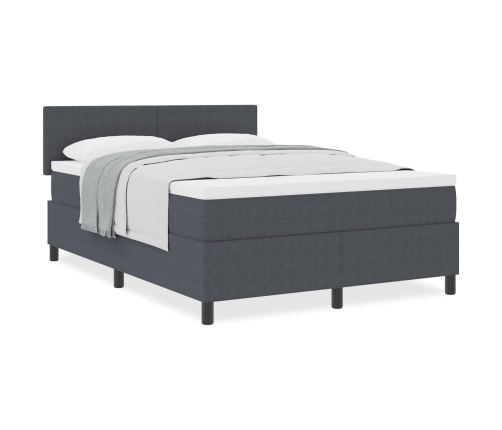 Cama con Base con Colchón Gris Oscuro 140x200 cm Tela de Pana
