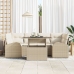 Set de Sofá de Jardín de 7 Piezas con Cojines Beige de Poliratán