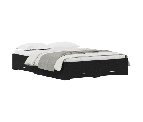 Cama con Cajones  Negro Roble 135x190 cm Madera Engineered