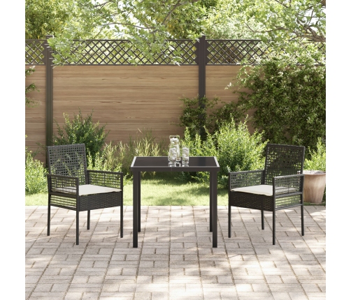 Sillas de Jardín  2 pcs con Cojines Negro Poliratán