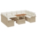 Conjunto de comedor de jardín de 10 piezas con cojines Beige Ratán Poliéster