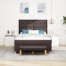 Cama box spring  con colchón y banco marrón oscuro 140x190 cm de tela