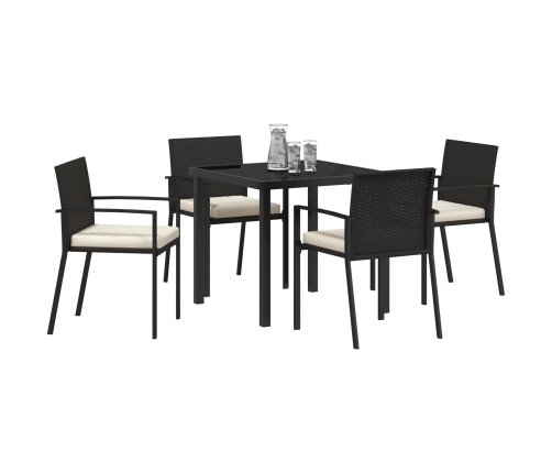 Conjunto de comedor de jardín de 5 piezas Poliratán negro