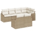 Conjunto de Sofá de Jardín de 7 Piezas  con Cojines Beige Poliratán