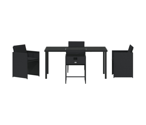 Set de Comedor de Jardín de 5 Piezas  con Cojines Negro Poliratán