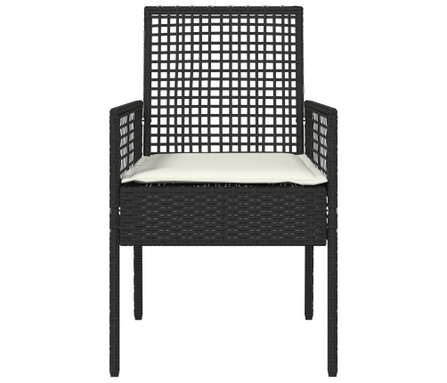 Sillas de Jardín  2 pcs con Cojines Negro Poliratán