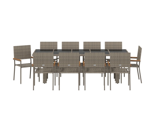 Conjunto de Comedor de Jardín de 11 Piezas  Gris de Poliratán