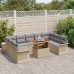 Conjunto de Comedor de Jardín de 10 Piezas con Cojines Beige Poliratán Acacia