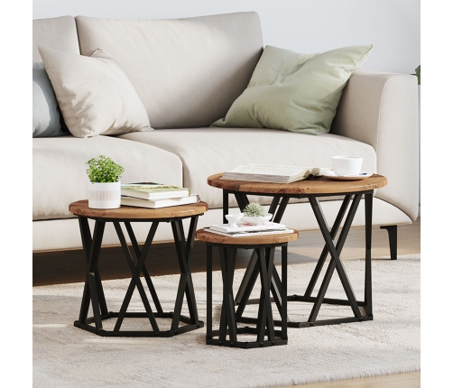 Mesas Laterales Anidadas  3 pcs Madera Vieja Madera de Ingeniería