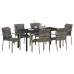 Conjunto de Comedor de Jardín  de 7 piezas con Cojines Gris Poliratán