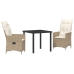 Set de Comedor de Jardín de 3 Piezas  con Cojines Beige Poliratán