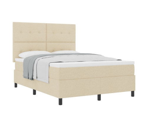 Cama con Somier y Colchón Crema 140x200 cm Tela