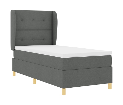 Colchón de Cama con Resortes Gris Oscuro 100x200 cm Tela