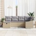 Set de Sofás de Jardín de 6 Piezas con Cojines Beige de Poliratán